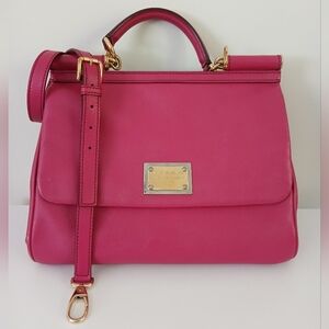 DOLCE GABBANA Pink Leather MISS SICILY Large  Handbag